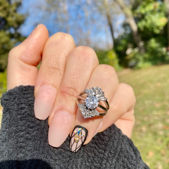 NEW 925 Silver Wedding Ring  White Sapphire - Picture 4 of 6